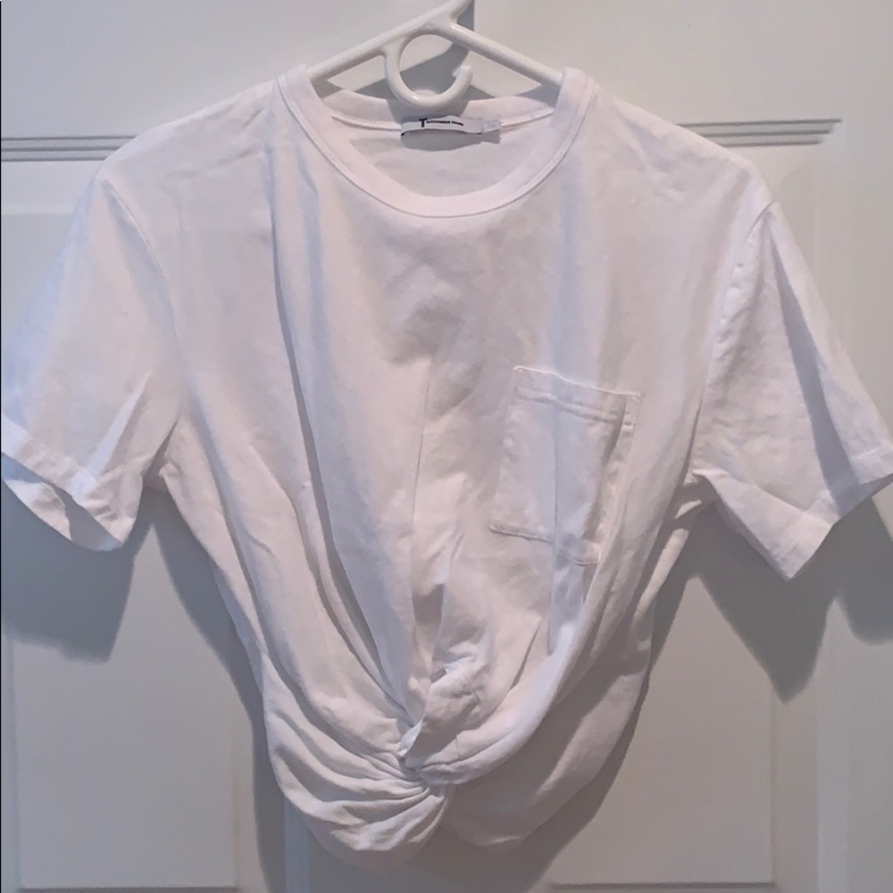 T by Alexander Wang White Jersey Twist Front Tee